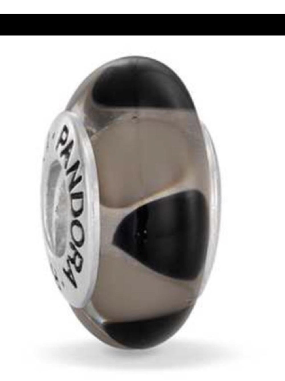Pandora  Black and grey Swirl Murano Glass Charm